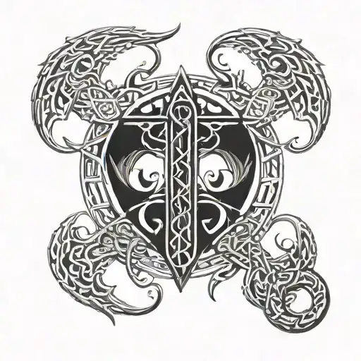 Can you make it a full sleave norse inspired with Mjolnir, yggdrasil tree, jormungandr tattoo design idea