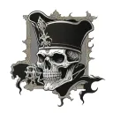 the emperor tarot card, skull, cracked background, eyes with blood tattoo design idea