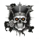 the emperor tarot card, skull, cracked background, eyes with blood tattoo design idea