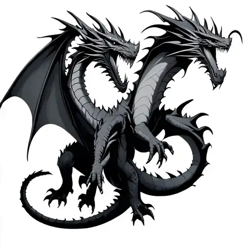 good and evil dragons fighting each other tattoo design idea