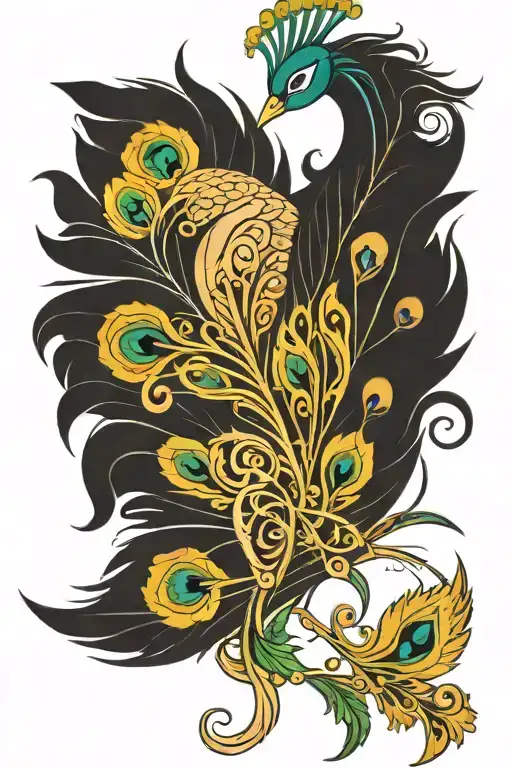 peacock feather intertwined tattoo design idea
