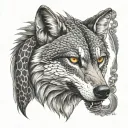 snake around a wolf face morphing tattoo design idea