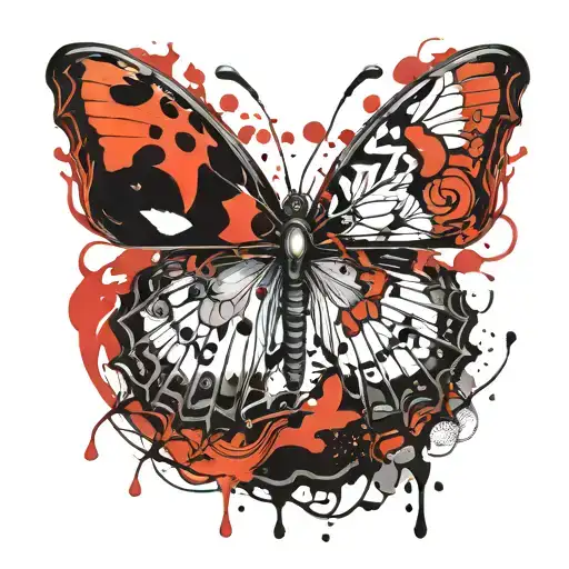 butterfly with tattoo wings on fire and evil tattoo design idea