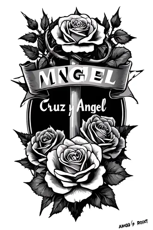 "Miguel Angel" Cruz y Rosas with thorns tattoo design idea