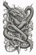 phoenix fire flames sword snake wrapped tattoo design idea