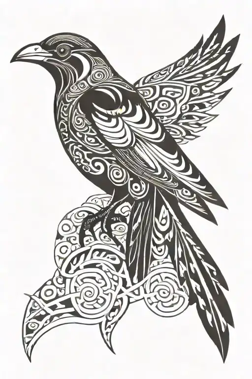 magpie looking straight tattoo design idea