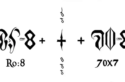 "Ro 5:8 + 70X7 (Ro 8:28)" tattoo design idea