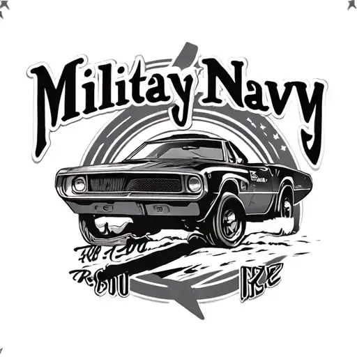 "Military Navy" 1975 Ford maverick tattoo design idea