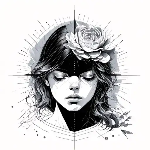 geometric and thin line work depression positivity despite it all  tattoo design idea