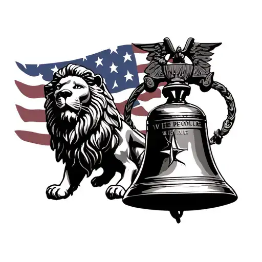lion, soldier, we the people 1776 flag, soldier liberty bell, moral compass , st. Michael  tattoo design idea