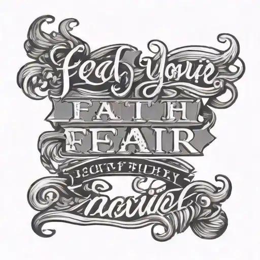 feed your faith and starve your fear in cursive with and oldish background tattoo design idea