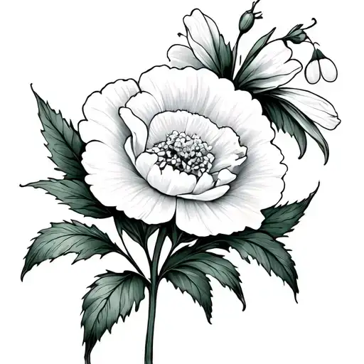carnation and snowdrop flower tattoo design idea