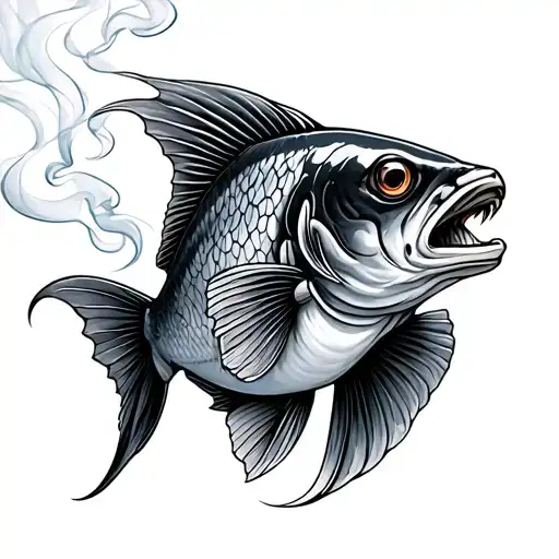 Smoking Fish tattoo design idea