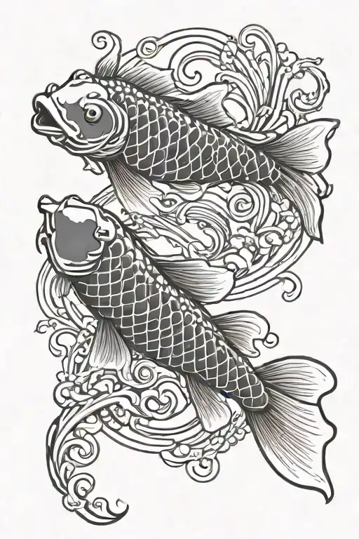 koi fish transforming tattoo design idea