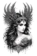 masculine female goddess tattoo design idea