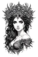 masculine female goddess tattoo design idea