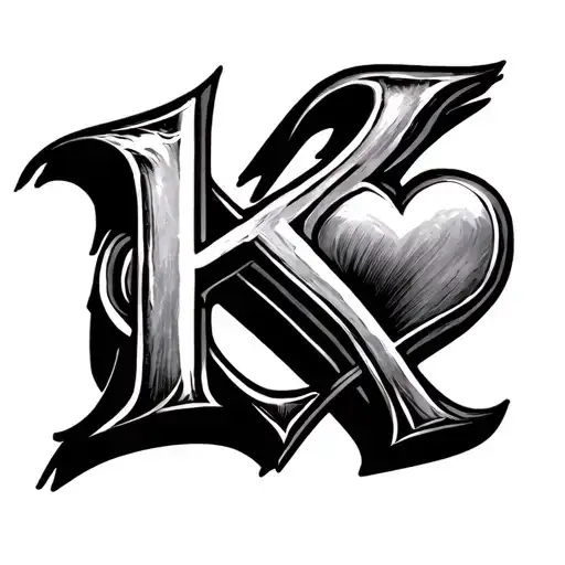F and K made into a heart  tattoo design idea