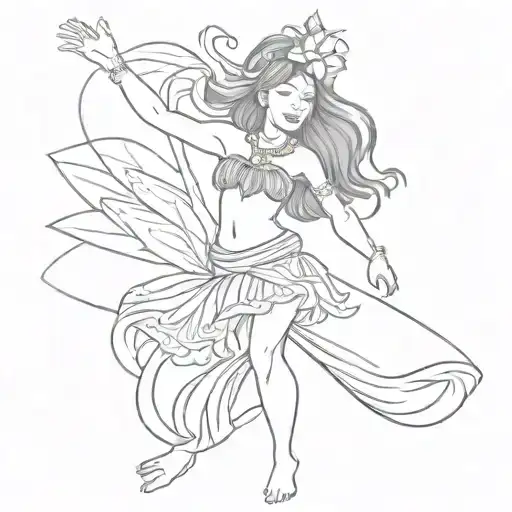 hula dancer tattoo design idea
