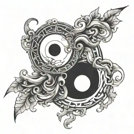 ying yang quantum entanglement tattoo design idea