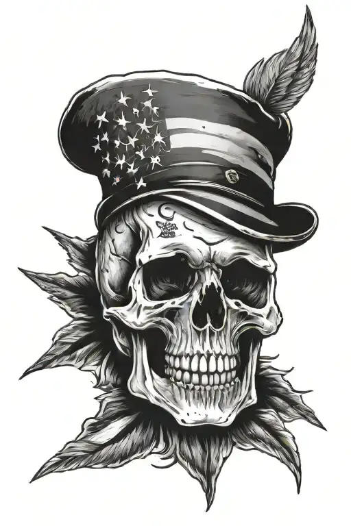 Patriotic skull tattoo design idea