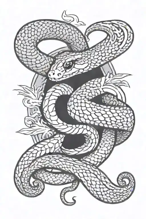 single skinny snake, middle finger, right hand, black tattoo design idea