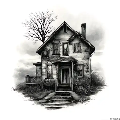 House lost, abandoned, child lost, new beginning tattoo design idea