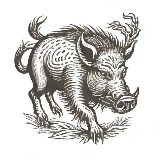 wild boar tattoo design idea