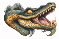 snake with mouth open tattoo design idea