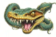 snake with mouth open tattoo design idea
