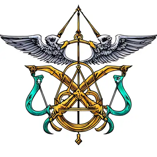 libra and Sagittarius symbol tattoo design idea