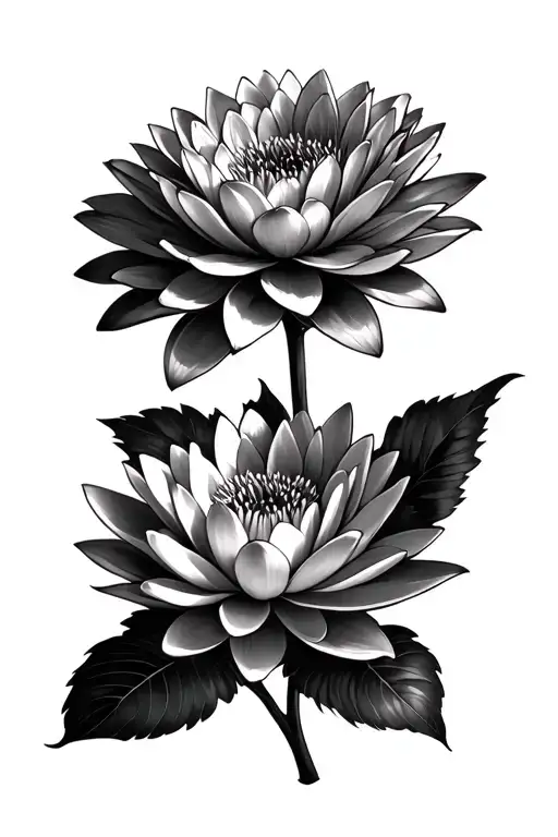 chrysanthemums and water lily tattoo design idea