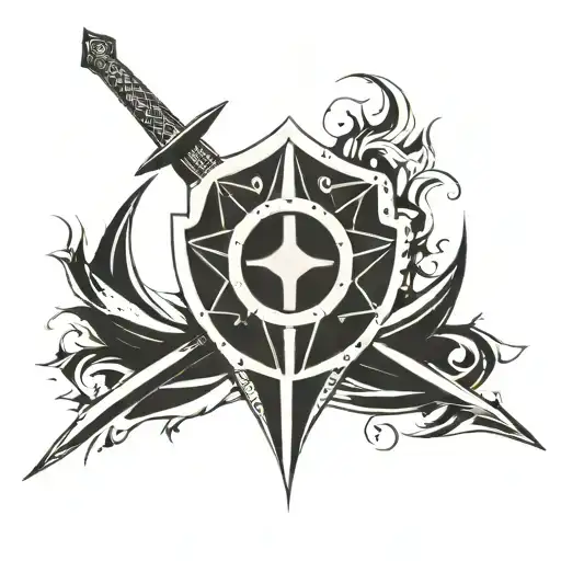 bleach number 5 sword and shield tattoo design idea