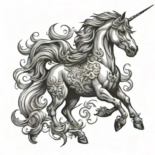 Scottish rampant unicorn tattoo design idea