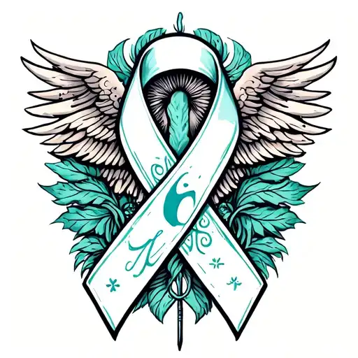 Neuroendocrine and ovarian cancer ribbon tattoo design idea