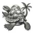 turtle and palm tree  tattoo design idea