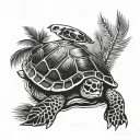 turtle and palm tree  tattoo design idea