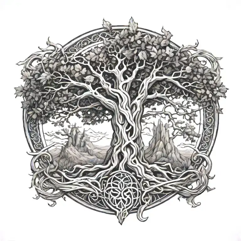 Yggdrasil Loki Vali Tyr tattoo design idea