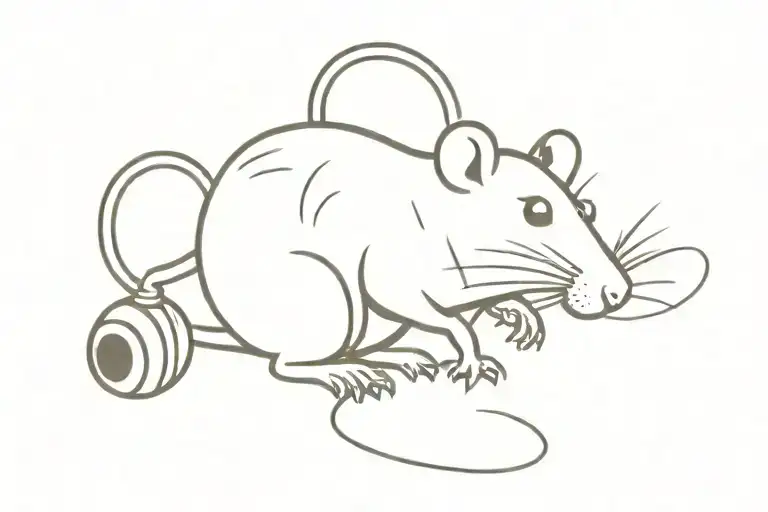 funny rat sitting on a grenade with the pin in its mouth tattoo design idea