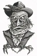Scarecrow with a raven tattoo design idea