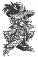 Scarecrow with a raven tattoo design idea