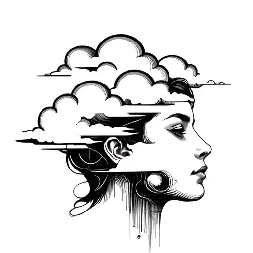 head in the clouds tattoo design idea