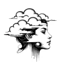 head in the clouds tattoo design idea