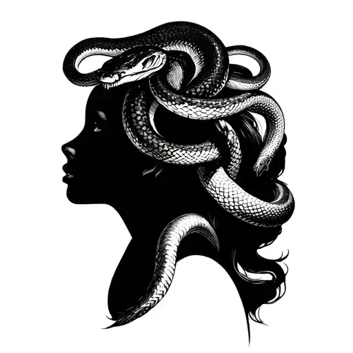 Women with a viper snake on the head tattoo design idea