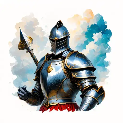 Knight with armor tattoo design idea