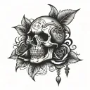 skull, clock, memento mori tattoo design idea