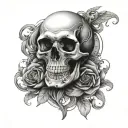 skull, clock, memento mori tattoo design idea