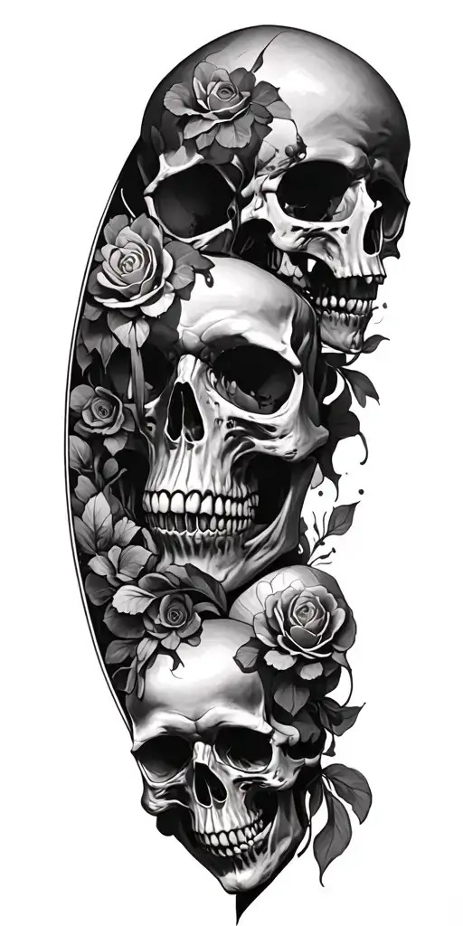 skulls soft shading incorporating elements forming tattoo design idea