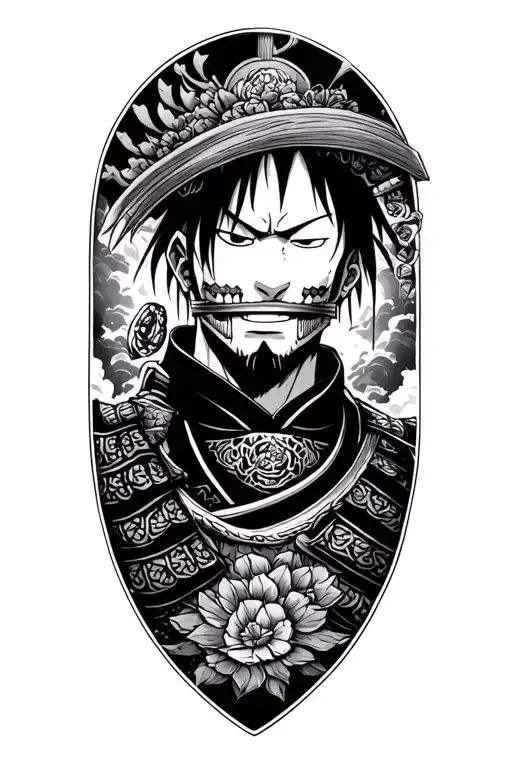samurai one piece anime tattoo design idea