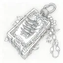 pagoda from perspective exiting the portal single omamori japanese blank empty paper charm tattoo design idea
