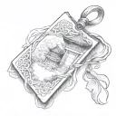 pagoda from perspective exiting the portal single omamori japanese blank empty paper charm tattoo design idea